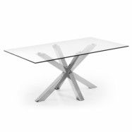 LAFORMA Argo matbord, rektangulärt - klarglas och silverstål