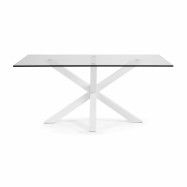 LAFORMA Argo matbord, rektangulärt - klart glas och vitt stål