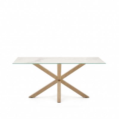 KAVE HOME Argo matbord, rektangulärt - vit Kalos keramik och stål med träeffekt (160x90)