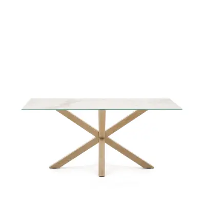 KAVE HOME Argo matbord, rektangulärt - vit Kalos keramik och stål med träeffekt (160x90)