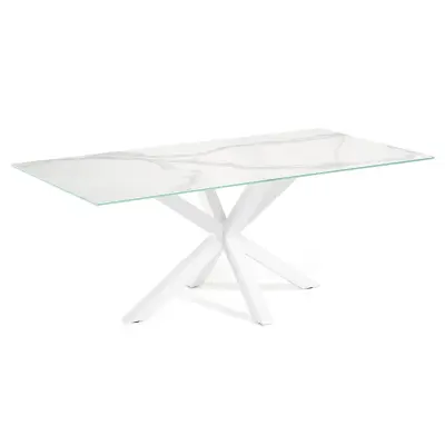 KAVE HOME Argo matbord, rektangulärt - vit Kalos keramik och vitt stål (200x100)