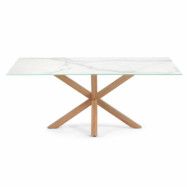 LAFORMA Argo matbord, rektangulärt - vitt porslin och naturstål med träeffekt