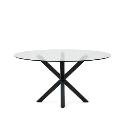 KAVE HOME Argo matbord, runt - klarglas och svart stål (Ø150)