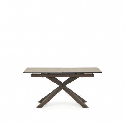 KAVE HOME Atminda matbord, med utdrag - brunt porslin och stål (160(210)x90)