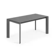 KAVE HOME Axis matbord, med fjärilsbordsskiva - grått glas och mörkgrått stål (160(220)x90)