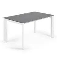 KAVE HOME Axis matbord, med fjärilsbordsskiva - grått porslin och vitt stål (140(200)x90)