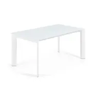 KAVE HOME Axis matbord, med fjärilsbordsskiva - vitt glas och vitt stål (160(220)x90)