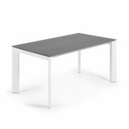LAFORMA Axis matbord, med fjärilsskiva - grått porslin och vitt stål