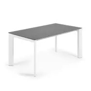 KAVE HOME Axis matbord, med fjärilsskiva - grått porslin och vitt stål (160(220)x90)