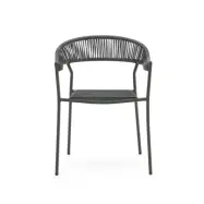 KAVE HOME Futadera trädgårdsstol, med armstöd - grå syntetisk rotting och grått stål