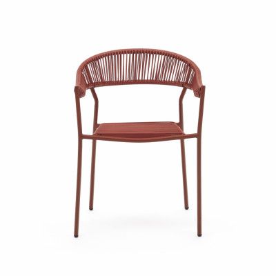 KAVE HOME Futadera trädgårdsstol, med armstöd - terrakotta syntetisk rotting och terrakotta stål