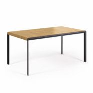 LAFORMA Nadyria matbord, med tilläggsplatta - naturlig ekfanér och svart stål