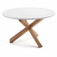 KAVE HOME Nori Matbord - Vit MDF och Naturlig Ek (Ø 120 cm)