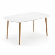 KAVE HOME Oqui matbord med tilläggsskivor, ovalt, vit MDF 160 (260) x 100 cm