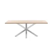 KAVE HOME Rektangulärt Arya Matbord - Naturlig Melamin och Silver Stål (160 x 100 cm)