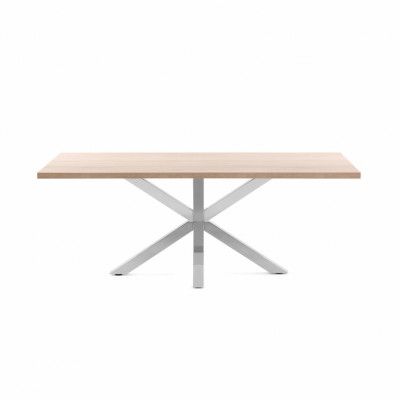 KAVE HOME Rektangulärt Arya Matbord - Naturlig Melamin och Silver Stål (160 x 100 cm)