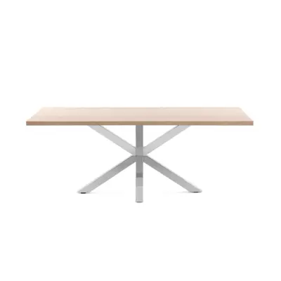 KAVE HOME Rektangulärt Arya Matbord - Naturlig Melamin och Silver Stål (160 x 100 cm)