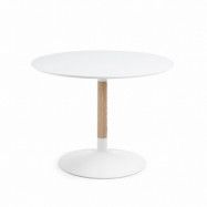 LAFORMA Tic Matbord, Runt - Vit MDF, Naturlig Ask och Vit Metall