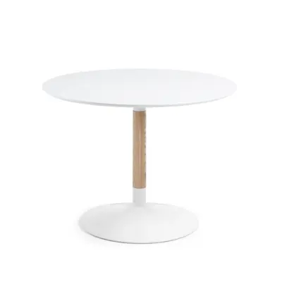 LAFORMA Tic Matbord, Runt - Vit MDF, Naturlig Ask och Vit Metall