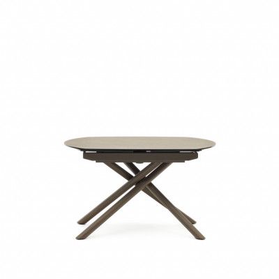 KAVE HOME Yodalia matbord, med utdrag - brunt porslin och stål (130(190)x100)