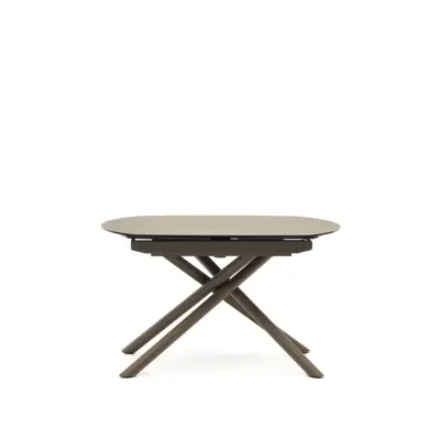 KAVE HOME Yodalia matbord, med utdrag - brunt porslin och stål (130(190)x100)