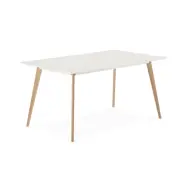 Life Rektangul&auml;rt Matbord - Vit, Naturlig Ek