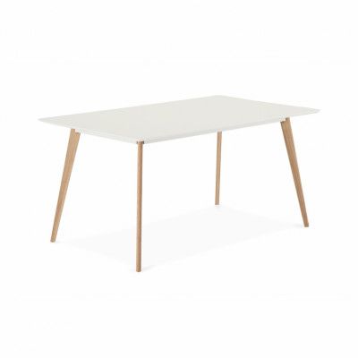 Life Rektangulärt Matbord - Vit, Naturlig Ek