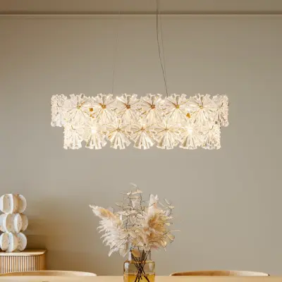 Lorraine hänglampa, mässing/klar, metall/akryl, längd 75 cm, E14 – By Rydéns - Matsal - Plast - Med flera ljuskällor