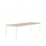 Muuto Base matbord oak, vitt stativ, plywoodkant, 250x90 cm