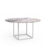 New Works Florence matbord runt white viola marble, ø145 cm, vitt stativ