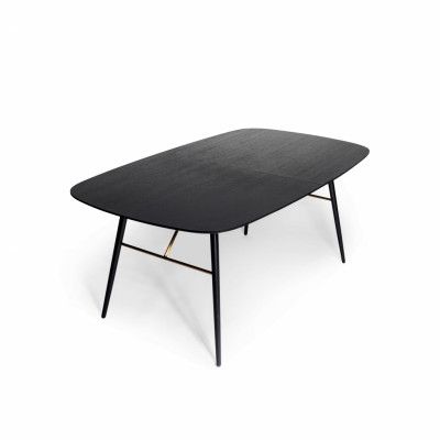 NJORDEC Dawn matbord, inkl. 1 extra platta - svart ekfaner och svart metall