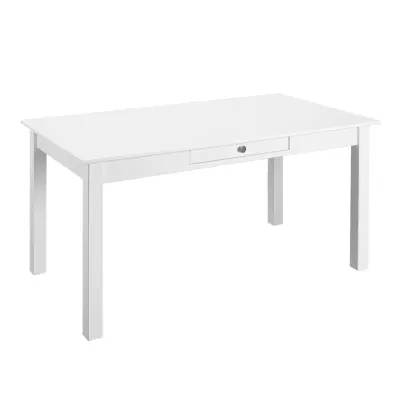 NORDIC LIVING COLLECTION Matbord i massiv furu, vitlackerad, med 1 låda. Totalmått: 145 x 80 x 76 cm.