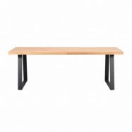 ROWICO Brooklyn Rektangulärt Matbord, med Utdragsfunktion - Lackad Ek med U-Ben i Svart Metall (220 x 95 cm)