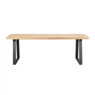 ROWICO Brooklyn Rektangulärt Matbord, med Utdragsfunktion - Lackad Ek med U-Ben i Svart Metall (220 x 95 cm)