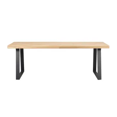 ROWICO Brooklyn Rektangulärt Matbord, med Utdragsfunktion - Lackad Ek med U-Ben i Svart Metall (220 x 95 cm)