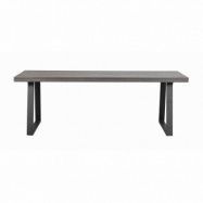 ROWICO Brooklyn Rektangulärt Matbord, med Utdragsfunktion - Mörk Ek med U-Ben i Svart Metall (220 x 95 cm)