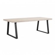 ROWICO Brooklyn Rektangulärt Matbord, med Utdragsfunktion - Vitpigmenterad Ek med U-Ben i Svart Metall (220 x 95 cm)