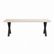 ROWICO Brooklyn Rektangulärt Matbord, med Utdragsfunktion - Vitpigmenterad Ek med X-Ben i Svart Metall (220 x 95 cm)