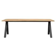 ROWICO Carradale matbord, med utdrag - naturlig ek och svart metall (220x100)