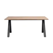 ROWICO Carradale matbord, med utdrag - naturlig ek och svart metall (170x100)