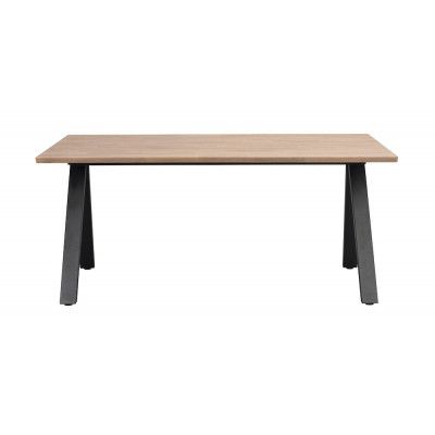 ROWICO Carradale matbord, med utdrag - naturlig ek och svart metall (170x100)