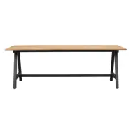 ROWICO Carradale matbord, med utdrag - naturlig ek och svart metall (220x100)