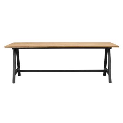 ROWICO Carradale matbord, med utdrag - naturlig ek och svart metall (220x100)