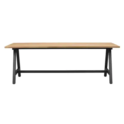 ROWICO Carradale matbord, med utdrag - naturlig ek och svart metall (220x100)