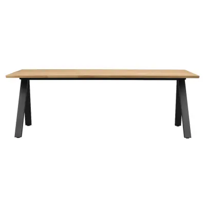 ROWICO Carradale matbord, med utdrag - naturlig ek och svart metall (220x100)