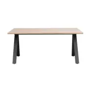 ROWICO Carradale matbord, med utdrag - vitkalkad ek och svart metall (170x100)