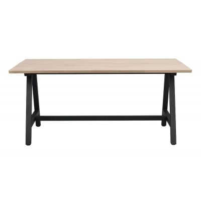 ROWICO Carradale matbord, med utdrag - vitkalkad ek och svart metall (170x100)