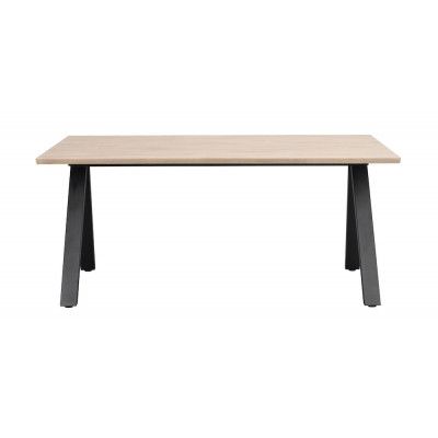 ROWICO Carradale matbord, med utdrag - vitkalkad ek och svart metall (170x100)