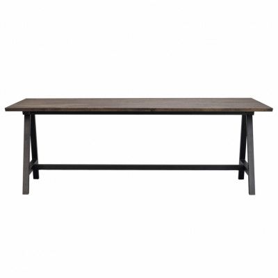 ROWICO Carradale Matbord, med Utdragsfunktion - Brun Ek och Svart Metall (220 x 100 cm)