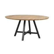 ROWICO Carradale matbord, runt - naturlig ek och svart metall (Ø150)